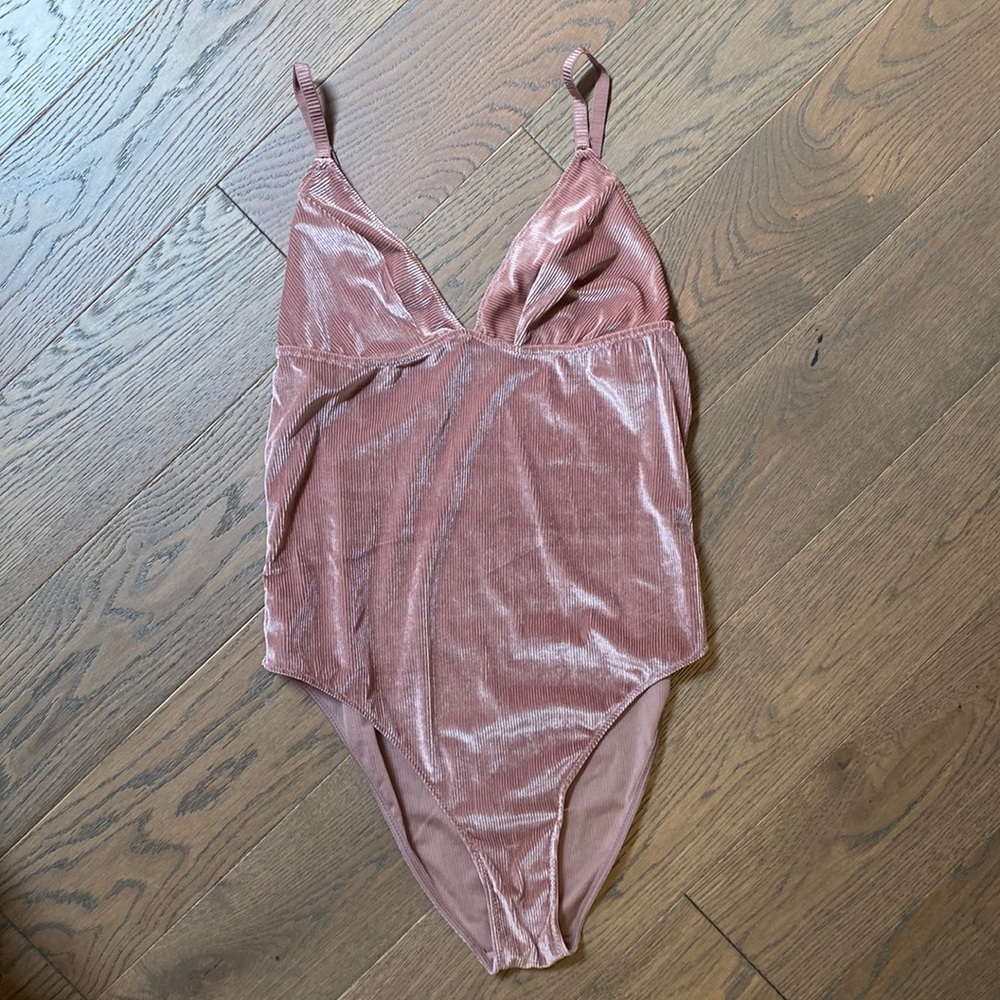 Urban Outfitters Out From Under Pink Velvet Bodysuit